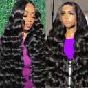 Body Wave Lace Front Wigs Human Hair 13x4 Full HD Lace Frontal Wig 200% Density Glueless Wigs Human Hair 13x4 Full Lace Frontal Wig Pre Plucked with Baby Hair Natural Black for Women 24 Inch
