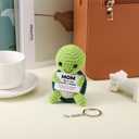 2 x TOYMIS Crochet, I love MOM Turtle-y Much Emotional Motivational Doll Inspirational Knitted Crocheted Animal with Keychain Hook for Uplifting Gift Home Office Decor