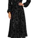 Long Sleeve Floral Maxi Dress Spring A-Line Velvet Wedding Guest Cocktail Party Gown No Size