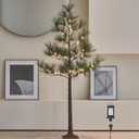 Lighted Christmas Pine Tree with Timer 6FT 72 Warm White LED Lights, Pre Lit Twig Tree for Home Room Christmas Holiday Decoration Indoor Outdoor