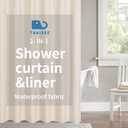 THAIGEE 2-in-1 Waterproof Fabric Shower Curtain or Liner,Linen Textured,Breathable TPU & Washable Bathroom Shower Curtain Set with 12 Plastic Hooks,Modern,71x74 Cream