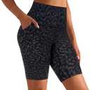 GROTEEN 8'' Biker Shorts Women with Pockets - High Waisted Tummy Control Yoga Workout Running Gym Spandex Shorts (Black, XL)
