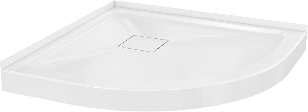 Carlton Marquette 32" x 32" Round Corner Double-Threshold Shower Pan Base with Center Drain in Glossy White