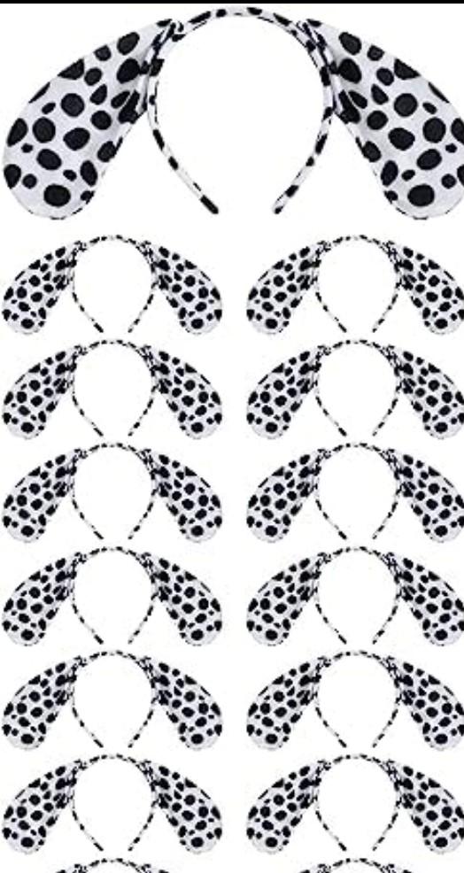 Kigeli 12Pcs Dalmatian Ears Headbands Animal Ears Headband Costume Halloween Dalmatian Costume for Birthday Christmas Cosplay Party