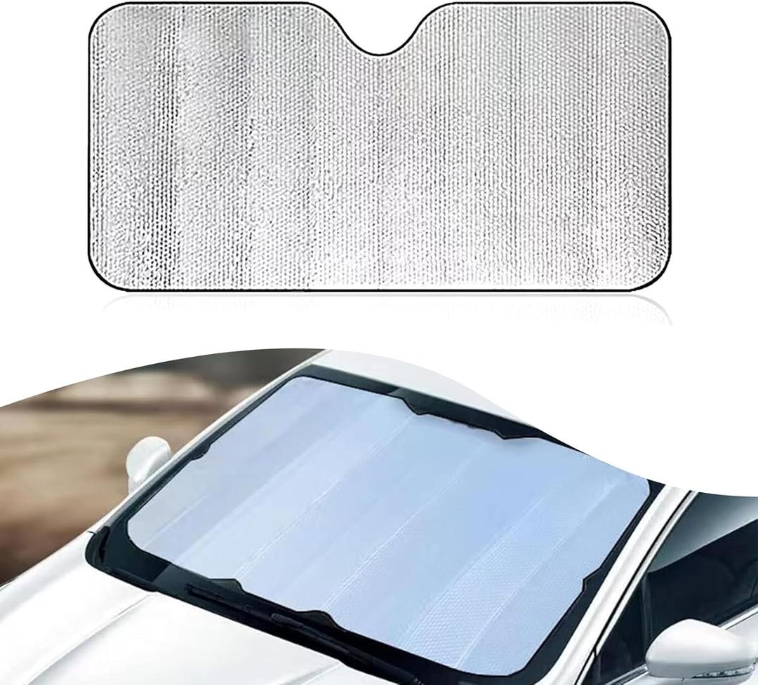 1 PC Car Windshield Sunshade, 55.1 x 27.5 Double-Sided Sun-Proof and Insulating Bubble Board, Foldable Front Window Cooling Cover, Universal for Cars Interior UV Protection Accessory (Silver)