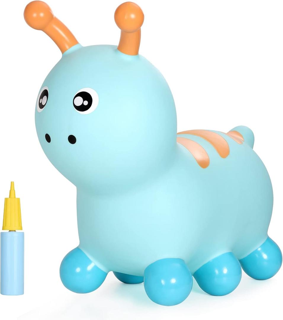 INPANY Bouncy Caterpillar Horse Hopper for Toddlers - Kids Inflatable Bouncing Horse Hopper, Ride on Animal Toys, Birthday Gift for 2 3 4 Year Old Boy Girl