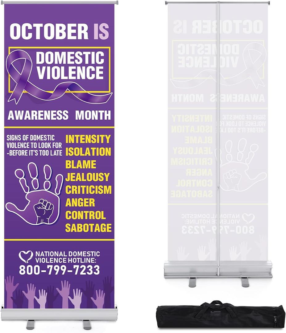24 x 63 Inch Domestic Violence Awareness Retractable Banners