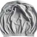 Round Ottoman Protector, Soft Cover for Foot Stool, Washable Design, Light Gray