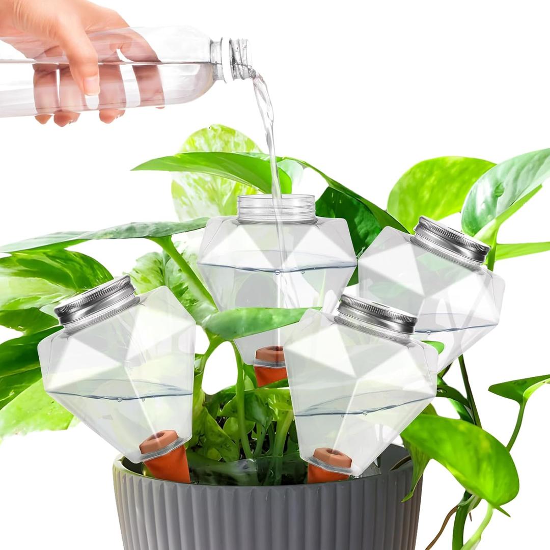4 Pcs 17 Oz Self-Watering Planter Insert Self-Watering Planter Globes with Slow Release Water Control for Indoor & Outdoor Plants (4, Diamond Shape)