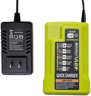 OP403 USB Port Battery Charger Replacement for Ryobi 40 Volt Battery Charger P401A OP403 OP403A OP404A OP400 OP401 OP400A OP406A, Compatible with Ryobi 40 Volt li-ion Battery OP40401 OP4040A OP1020A