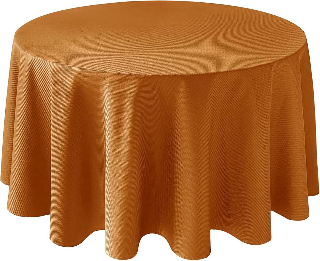 Biscaynebay Textured Fabric Round Tablecloths 70", Bronze Water Resistant Spill Proof Table Cloth Circle Folding Table Covers for Kitchen, Dining, Wedding, Parties Machine Washable