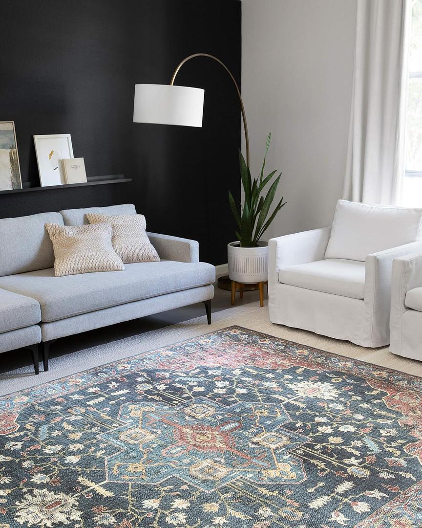Loloi Skye Collection SKY-08 Denim/Brick 2'-6" x 10'-0" Runner Rug