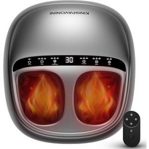 KingPavonini Shiatsu Foot Massager Machine with Heat, 3-Section Massage for Full Feet Deep Kneading & Vibration, Foot Massager for Plantar Fasciitis, UP to Size 13, Gifts for Mom Dad