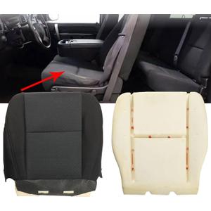 munirater LH Driver Side Bottom Cloth Seat Cover (Black) and Foam Cushion Pad Replacement for 2007-2014 Silverado 1500 2500HD 3500HD