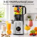 INSMART Juicer Machines, 3-in-1 Cold Press Juicer High Juice Yield 300W Slow Masticating JuicerS Extractor Machine for Whole Fruits/Vegetables, Low Noise and Safety Lock