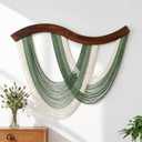 Green Macrame Wall Hanging Dip Dyed Yarn Wall Art, Modern Boho Decor, 32.3"L x 5.1"W