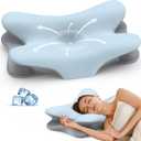 Cervical Neck Pillow for Pain Relief - Ergonomic Side Sleeper Pillow for Neck Support, Cooling Memory Foam Pillows for Sleeping, Contour Pillow Orthopedic Bed Pillow for Back Stomach Sleepers (Blue & Grey)