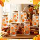 6 Pcs Thanksgiving Fall Glass Cups Gifts 16 oz Color Changing Pumpkin Glass Tumblers with Lids Straws Brushes Funny Fall Pumpkin Iced Coffee Cups for Autumn Halloween Party Gifts Supplies