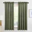 RYB HOME Velvet Curtains 63 inches Long, Rod Pocket Soft Fabric Curtains & Drapes for Bedroom Cafe, Sage Green, W 42 x L 63, 2 Panels Set