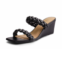 DREAM PAIRS Women Slides Wedge Sandals Square Open Toe Dress Casual Strappy Shoes Size 8