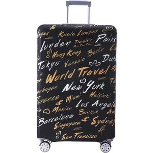 TRAVEL KIN Luggage Covers For Suitcase Tsa Approved,Suitcase Cover Protector Fit 18-32 Inch Luggage (World City)