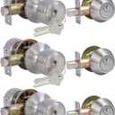 Lanwandeng 3 Sets Keyed Alike Entry Door Knobs and Single Cylinder Deadbolt Lock Combo Set Security for Entrance and Front Door, All Keyed Same Door Lock with Classic Satin Nickel Finish