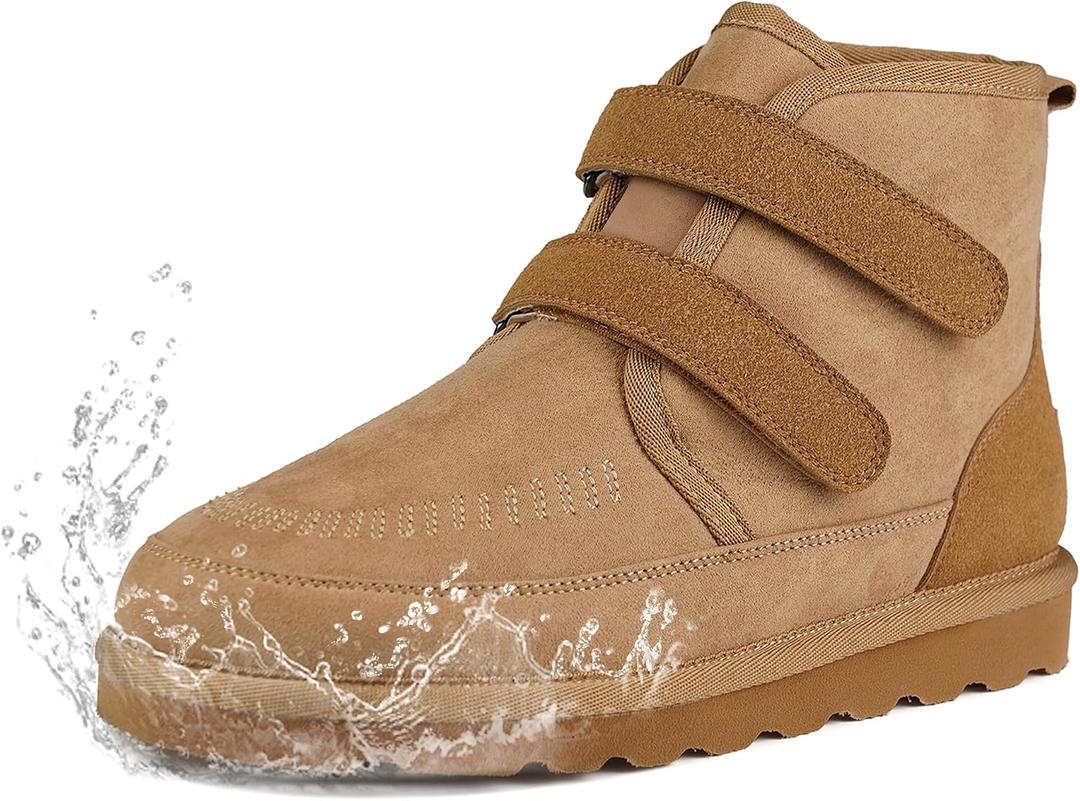 Women's Wide Toe Waterproof Chelsea Orthopedic Boots Ankle Slip on Booties Low Heel Comfortable Flat Lightweight Walking Boots