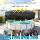 10Ft Pool Cover for Frame Above Ground Pools, Round Pool Covers for Inflatable Swimming Pool, Tear-Resistant PE Fabric, 60mph Wind-Resistant Cap Fit, Dust proof Waterproof UV Protection, Black
