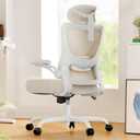 Marsail Ergonomic Office Chair: Office Computer Desk Chair with High Back Mesh and Adjustable Lumbar Support Rolling Work Swivel Task Chairs with Wheel 3D Armrests and Headrest (White)