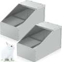 Maxcheck 2 Pcs Galvanized Metal Rabbit Nesting Box Bunny Small Animal Nest with Removable Acrylic Floor Durable Easy to Clean for Indoor Outdoor Use Rabbit Supplies (20 * 14 * 12 Inch)