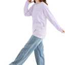 Girls Long Sleeve Shirts Casual Tees Raglan Crewneck Sweatshirts Loose Fit Pullover with Pockets for 6-13 Years (Purple)