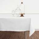 Solino Home White Cotton Linen Tablecloth 58 x 140 Inch  Hemstitch Table Cloth for Rectangle Tables  Machine Washable Tablecloth for Summer