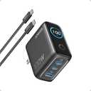 Anker Charger, 100W Max USB C Charger Block, 3-Port GaN and Ultra-Compact Wall Adapter, Smart Displayand Touch Control, for MacBook, iPad, iPhone 17/16 Series, and More (Non-Battery)