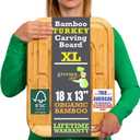 GREENER CHEF 18 Inch Extra Large Organic Turkey Carving Board with Lifetime Replacements - XL Wooden Butcher Block Meat Cutting Board with Pour Spout