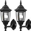 EMART Outdoor Porch Sconce LED Exterior Wall Light Fixtures, Special Handling Anti-Corrosion Plastic Material, Waterproof Security Lamp for Garage, Front Door, House - 2 Pack, Black (Bulb Included) (No Sensor)