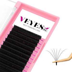 Veyelash Eyelash Extensions 0.07 C Curl 8-16 mm Mixed Self Fanning Volume Lash Extension Rapid Blooming Lash Extension (0.07-C, 8-16mm Mix)