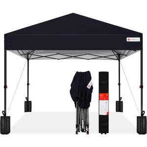 Best Choice Products 10x10ft Pop Up Canopy Tent, Outdoor Shade, 1 Person 1 Minute Set Up, Carry Case, 4 Weight Bags - Black