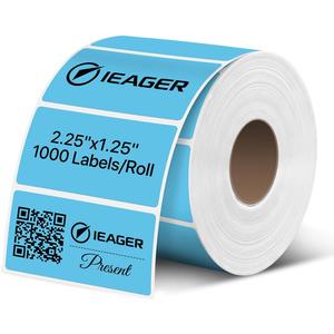 iEager 2.25x1.25 Inch Thermal Labels, Blue Durable Thermal Printer Stickers, Self-Adhesive Rectangle Shipping Label Printer Sticker for Barcode, Name, Address, 1000 Labels/Roll
