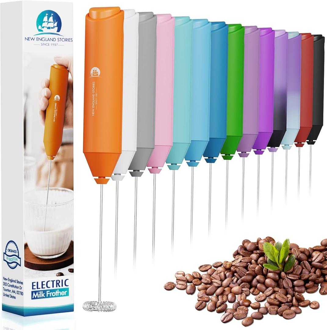 Powerful Milk Frother Handheld Foam Maker, Mini Whisk Drink Mixer for Coffee, Cappuccino, Latte, Matcha, Hot Chocolate, No Stand, Coral