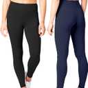 3 x SATINA High Waisted Leggings for Women - Comfortable and Stretchy in Versatile Sizes and Colors - Workout Yoga Leggings Set (Black & Navy Blue)