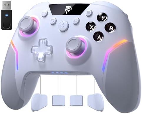 EasySMX X20 Wireless Gaming Controller with RGB Backlit, 2-Stage Hall Effect Stick, 1000Hz Polling Rate, 6-Axis Gyro on Multi-Platform, Mech Buttons- Compatible with PC/Switch/Steam/Android