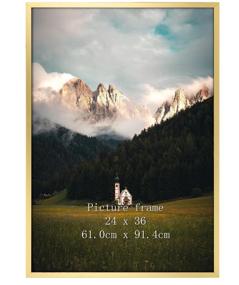 Giftgarden 24x36 Poster Picture Frame Gold, Textured Metal Frame 36x24 for Wall Display, Single