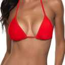Suvimuga Women's Triangle Bikini Top Push up Padded Halter String Bathing Suits Top (L)
