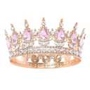 Pink Queen Crown for Women Crystal Tiara for Girl Rhinestone Wedding Headband for Bride Hair Accessories for Costume Birthday Party Prom Gifts