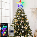 Christmas Tree Topper Star 7" LED Lighted Star Tree Top w/Remote Control, 5Point Star RGB Night Light Treetop, Small Xmas Tree Decor for Christmas, USB Plug in/Wire 9.84Ft