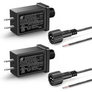 2Pack 12V 1.0A Replacement Yard Inflatables Adapter with 10ft Extension Cords, Low Voltage 12W Class 2 Power Supply, IP44 Transformer for Christmas Inflatables, LED Lights, Indoor Outdoor Decorations