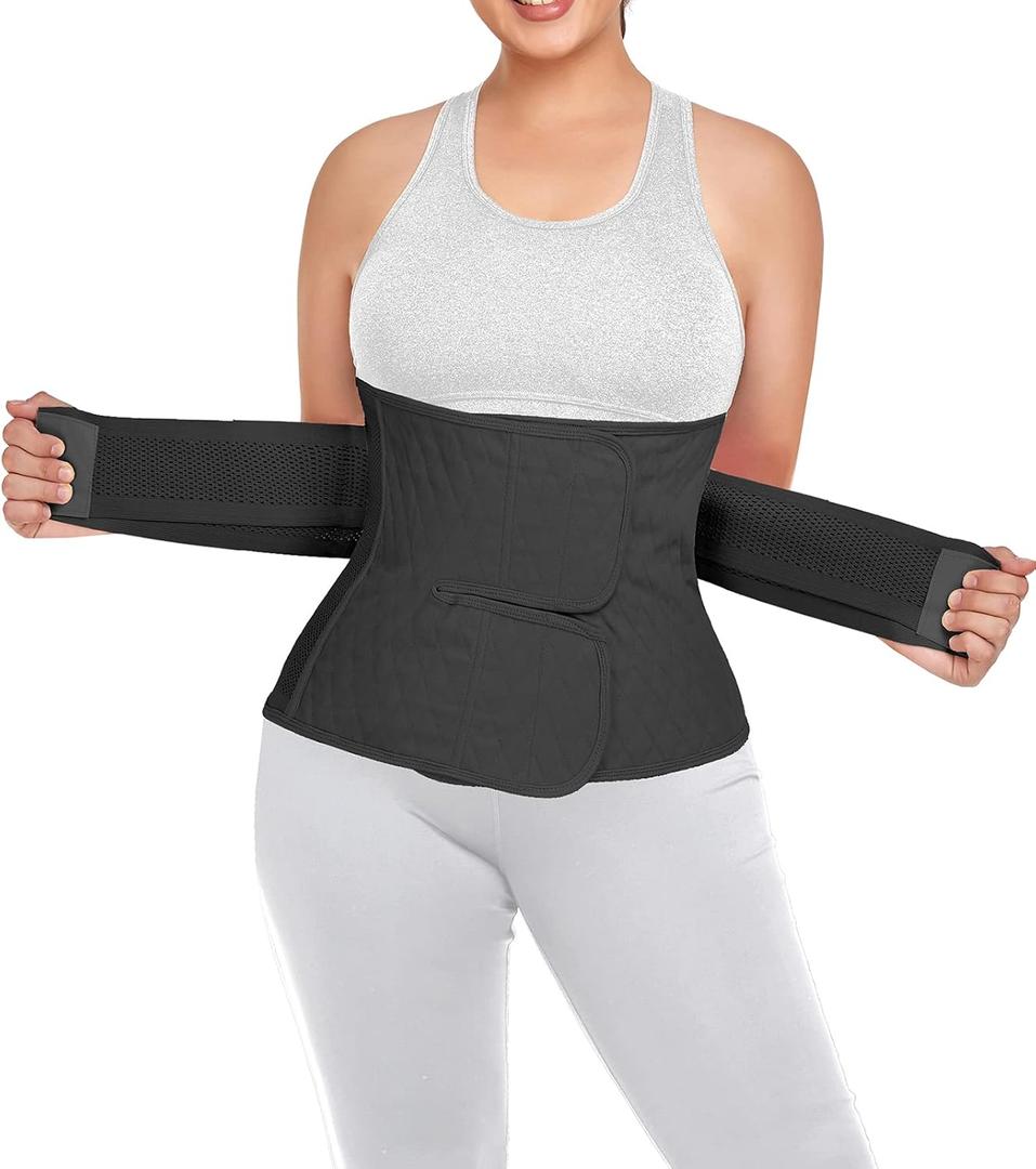 Postpartum Belly Band Abdominal Binder Post Surgery C-section Belly Binder Wrap Girdle Recovery Belt Back Support (Black, Large)