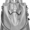 HUA ANGEL Women's Leather Backpack Purse Anti-Theft Daypacks for Travel College Office Shopping Carry on Bags Everyday Use (Grey)