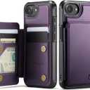 Vinich for iPhone 16e Wallet Case with Card Holder, RFID Blocking Credit Slots Kickstand Shockproof Phone Cover for Women Men, Purple