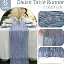 6 Pack Dusty Blue Cheesecloth Table Runner 10FT Cheese Cloth Boho Fabric Table Runner 35 x 120 Inch Rustic Sheer for Spring Holiday Wedding Baby Shower Party Decoration(Dusty Blue)
